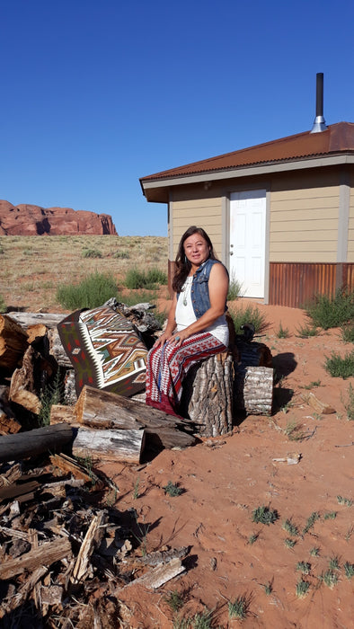 Teec Nos Pos Navajo Rug with Earth Tone Colors, by Irene Littleben