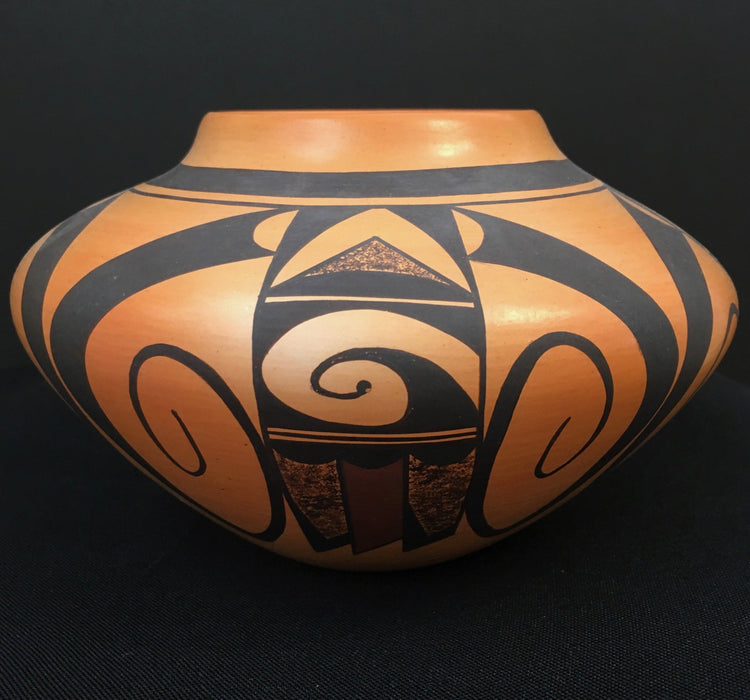 Water Symbols and Abstracts Hopi Pot, by Garret Maho, hand dug pottery, Hopi, Arizona