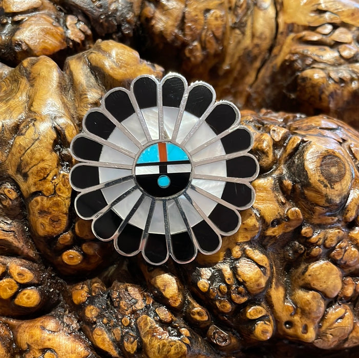 Zuni Sun Face Pin/Pendant, by Amber Leekya