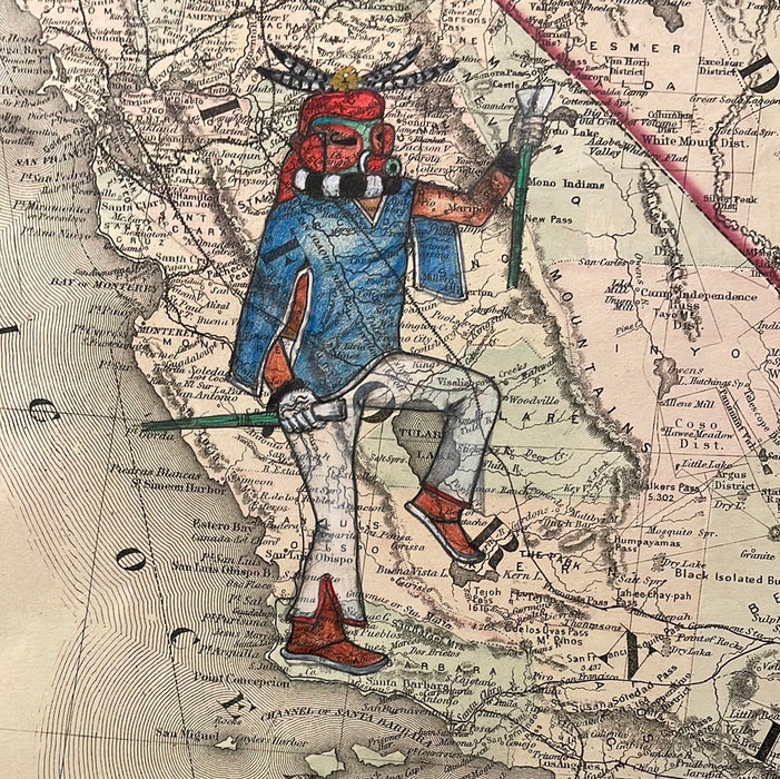 Holy Ones of the Southwest, 1874 Four Corners, California, Nevada Map, by Wilmer Kaye, Hopi