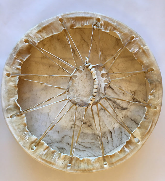 Taos Made, Zuni Painted Deer Hide Drum, by Kandis Quam