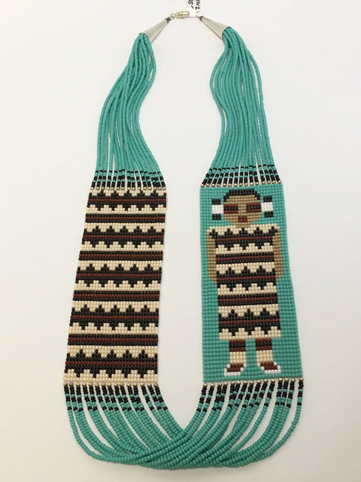 Maiden and Navajo Rug Beaded Necklace, by Janicelynn Yazzie