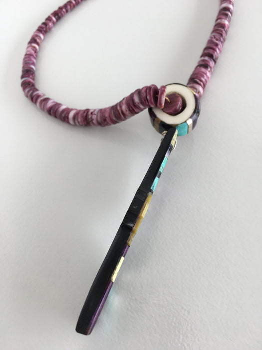 Purple Mosaic Inlay Necklace, by Warren Nieto