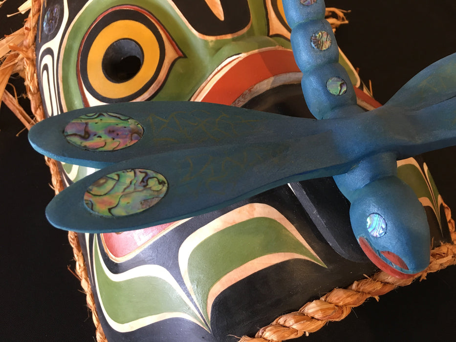 Frog and Dragonfly Mask, by Ryan Morin