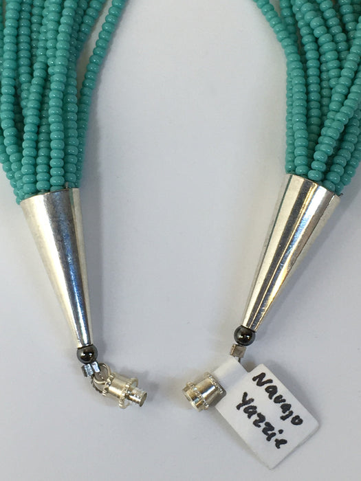 Maiden and Navajo Rug Beaded Necklace, by Janicelynn Yazzie