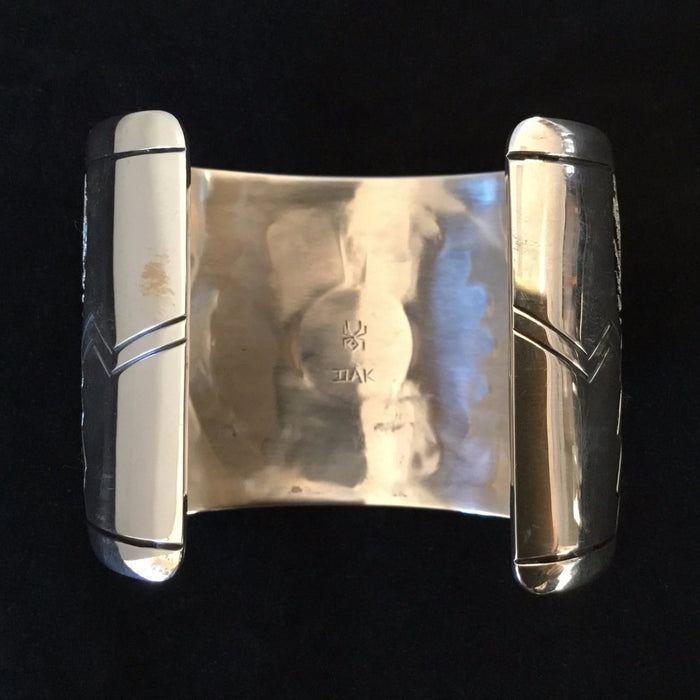 Silver Overlay Hopi Sun Bracelet, by Bennett Kagenveama