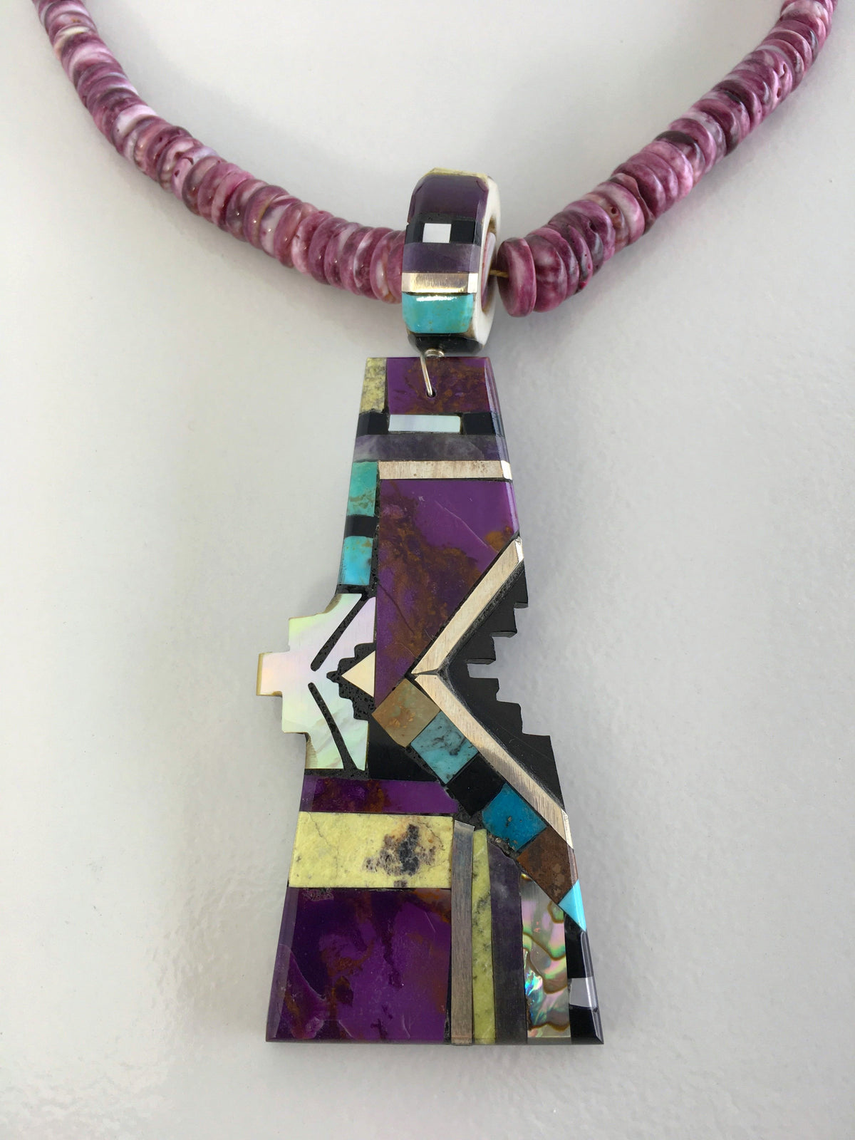 Purple Mosaic Inlay Necklace, by Warren Nieto– Raven Makes Gallery