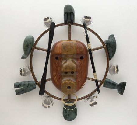 Soapstone Inupiaq Spirit Hunter Mask, by Lenwood Sacchaus