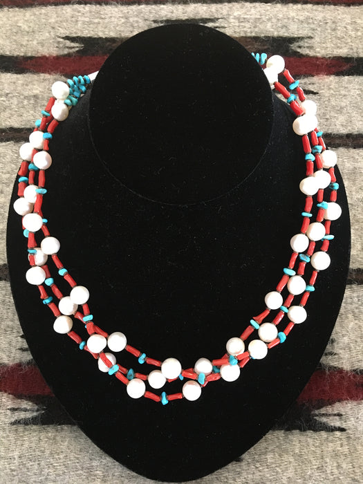 Pearls and Turquoise Necklace, by Marie Lee