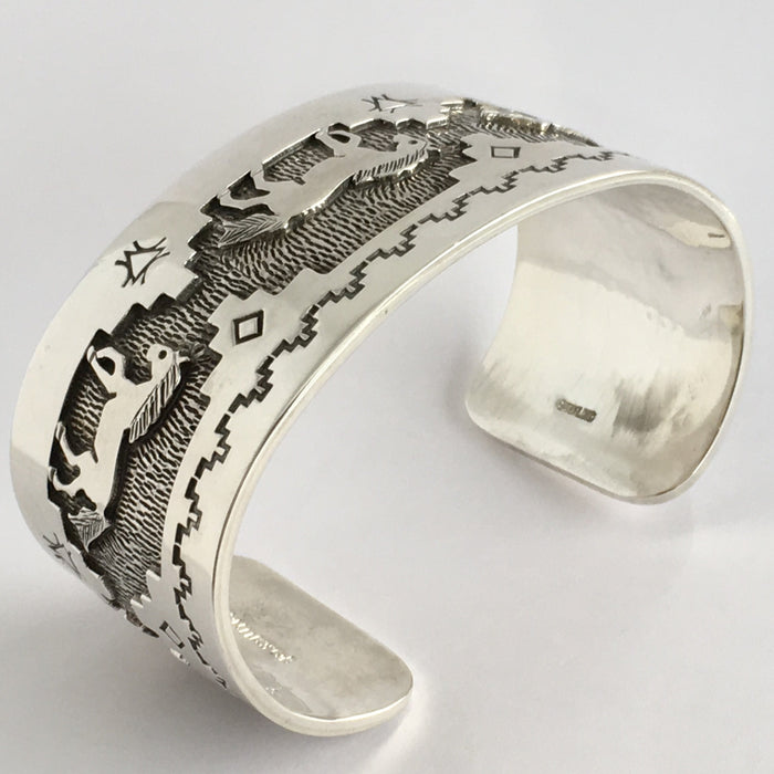 Sterling Silver Horses Cuff Bracelet, by Fortune Huntinghorse