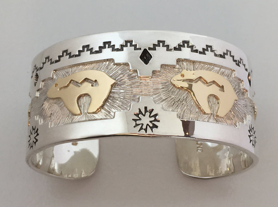 Golden Bears Cuff Bracelet, by Fortune Huntinghorse