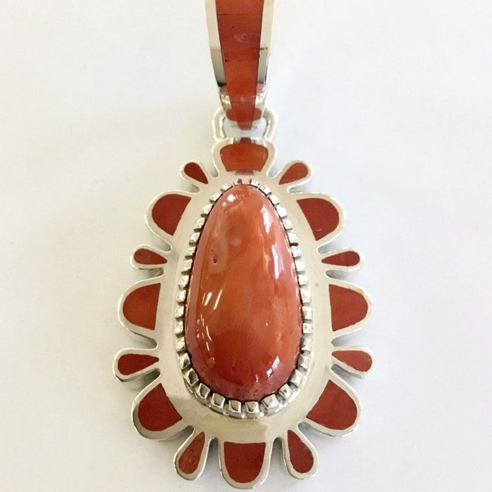 Mediterranean Coral and Sterling Silver Pendant, by Vernon Haskie