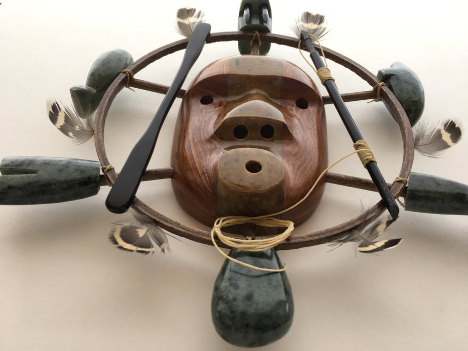 Soapstone Inupiat Spirit Hunter Mask, by Lenwood Sacchaus