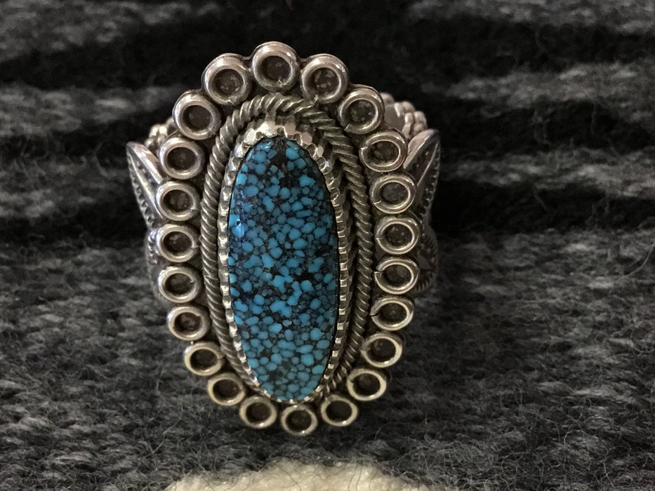 Spiderweb Kingman Turquoise Ring, by Ivan Howard