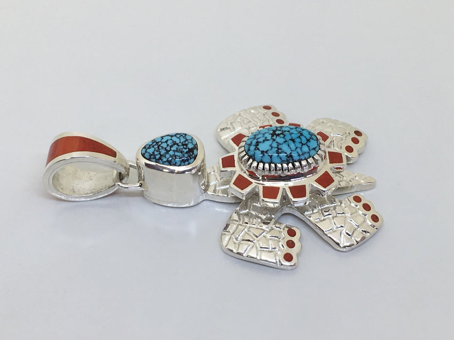 Turquoise, Coral, Silver Sea Turtle, by Vernon Haskie