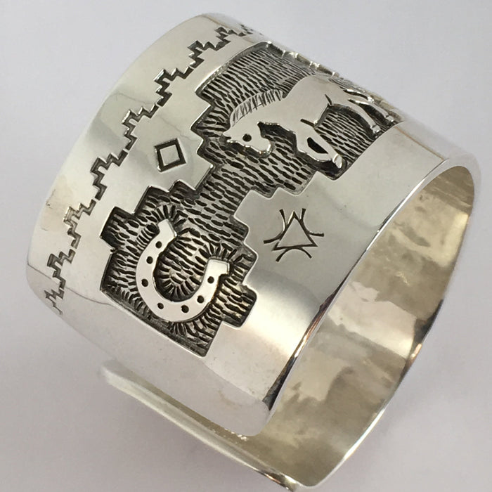 Sterling Silver Horses Cuff Bracelet, by Fortune Huntinghorse