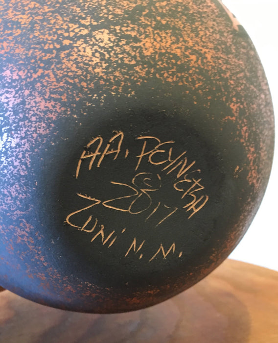 Zuni Duck Black on Redware Pottery Sculpture, by Anderson and Avelia Peynetsa