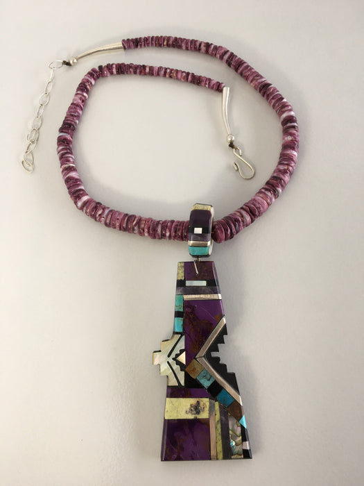 Purple Mosaic Inlay Necklace, by Warren Nieto