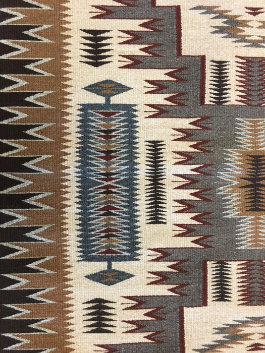Earth Tones Storm Pattern Navajo Rug, by Nora Manybeads