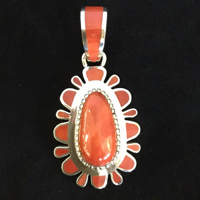 Mediterranean Coral and Sterling Silver Pendant, by Vernon Haskie