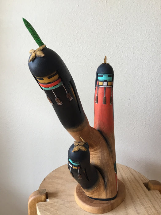 Three Long Hair Kachinas Sculpture, by Wilfred Kaye