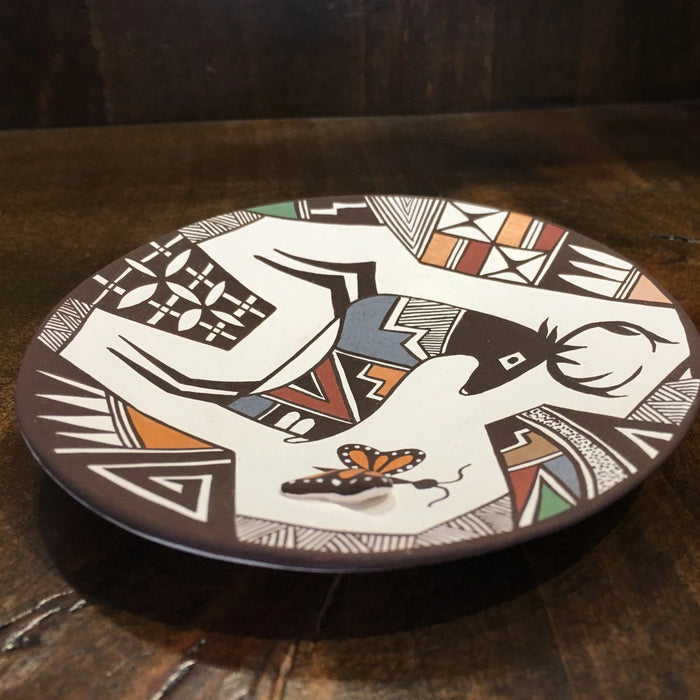 Acoma Fine Line Deer and Butterfly Plate, by Carolyn Concho