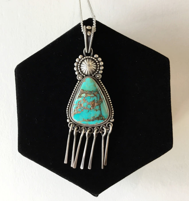 Kingman Gem and Silver Fringes Pendant, by Ivan Howard