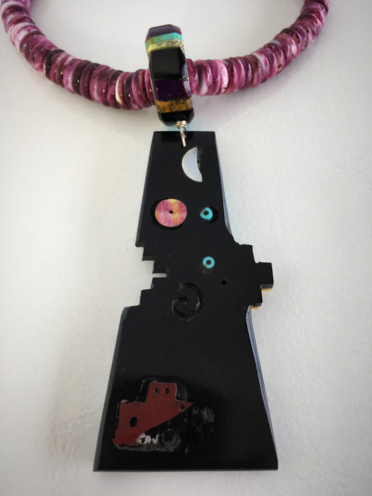 Purple Mosaic Inlay Necklace, by Warren Nieto