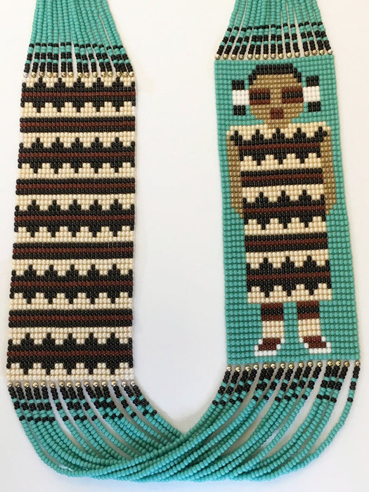 Maiden and Navajo Rug Beaded Necklace, by Janicelynn Yazzie