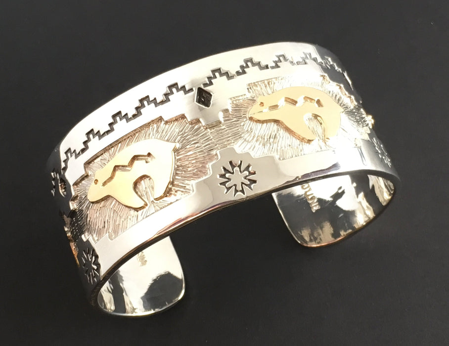 Golden Bears Cuff Bracelet, by Fortune Huntinghorse