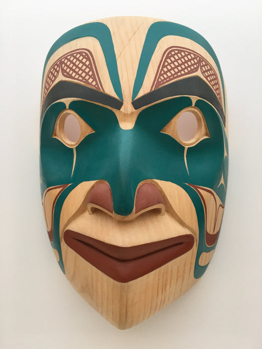 Yellow Cedar Portrait Mask, by David Boxley