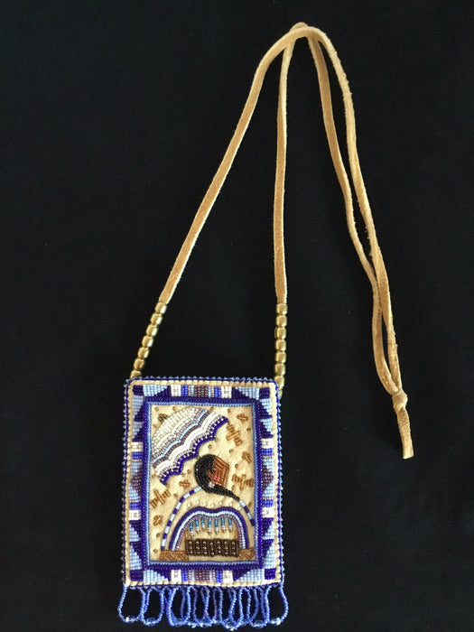 Blue Parasol Beaded Necklace Bag, by Jackie L. Bread