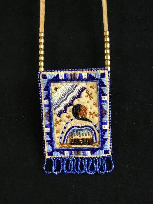 Blue Parasol Beaded Necklace Bag, by Jackie L. Bread