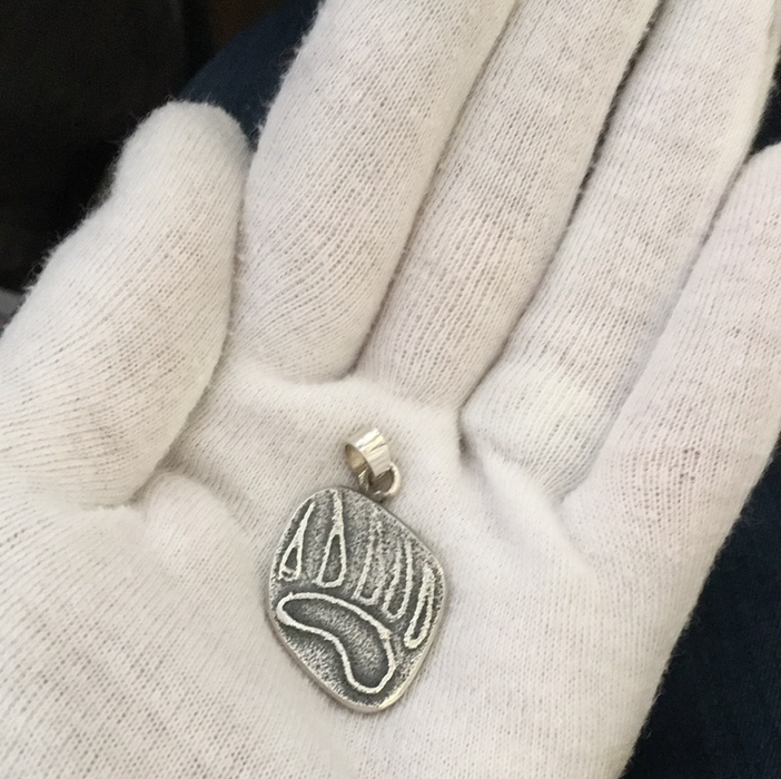 Hopi Silver Bear Paw Pendant, by Gerald Lomaventema