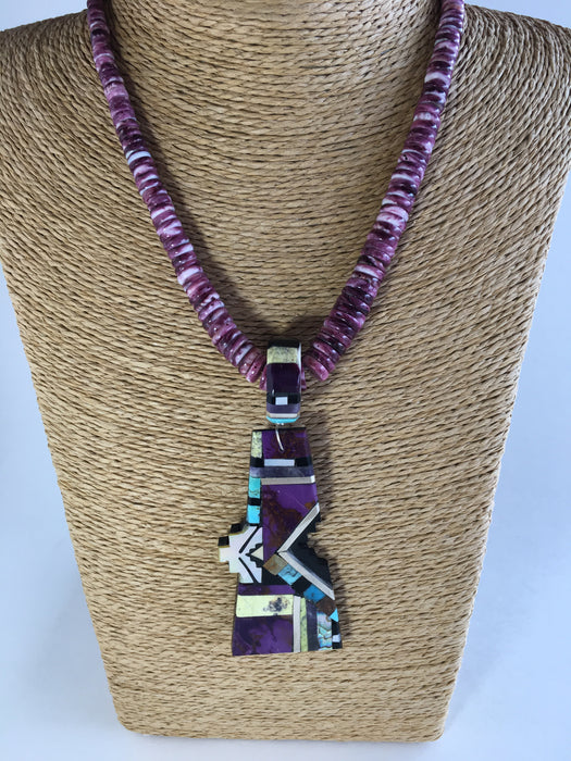 Purple Mosaic Inlay Necklace, by Warren Nieto