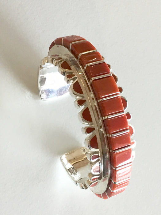 Coral and Silver Cuff Bracelet, by Vernon Haskie