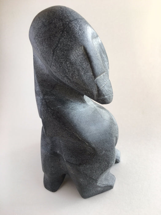 Bear Man Transformation Inuit Soapstone Carving, by Alex Alikashuak
