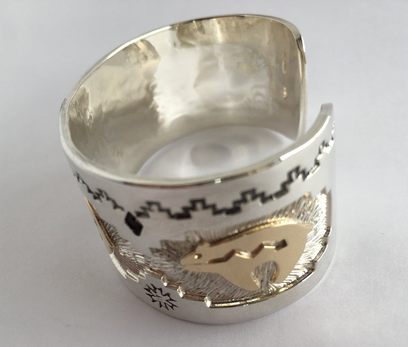 Golden Bears Cuff Bracelet, by Fortune Huntinghorse