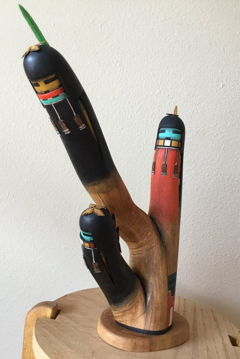 Three Long Hair Kachinas Sculpture, by Wilfred Kaye