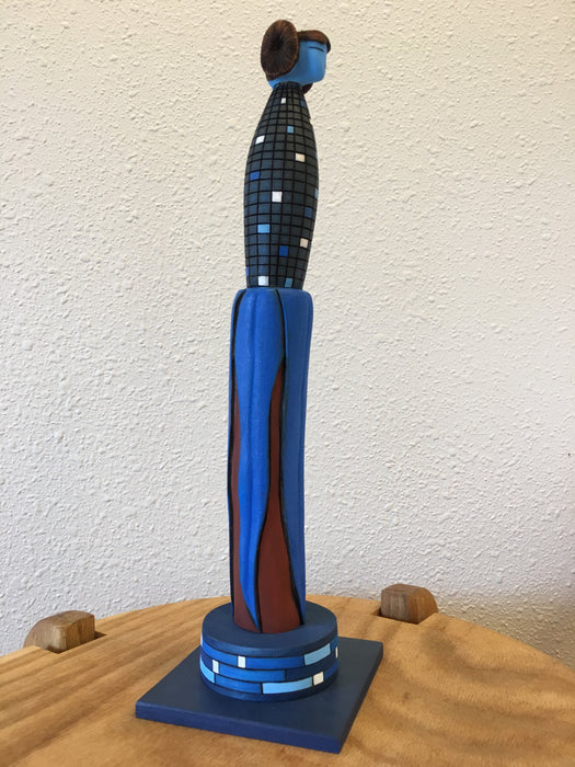 Blue Corn Maiden Zuni Wood Sculpture, by Gregg Lasiloo