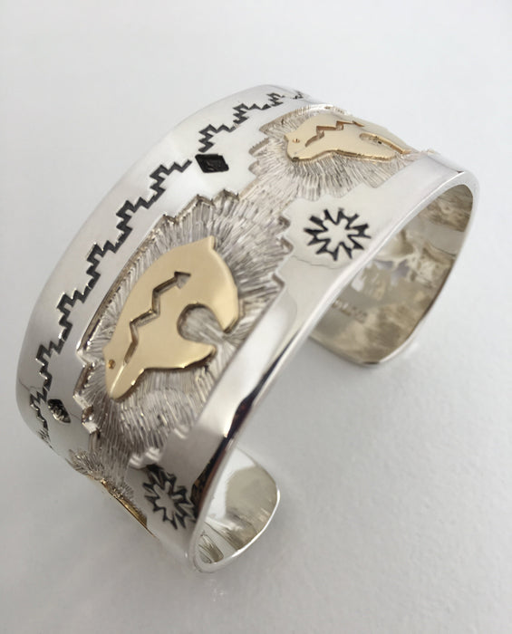 Golden Bears Cuff Bracelet, by Fortune Huntinghorse