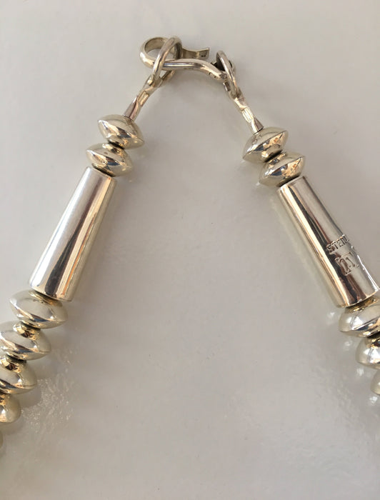 Sterling Silver Rondelle Navajo Pearls, by Mary Tom