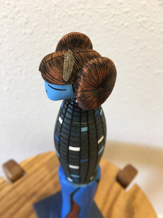 Blue Corn Maiden Zuni Wood Sculpture, by Gregg Lasiloo