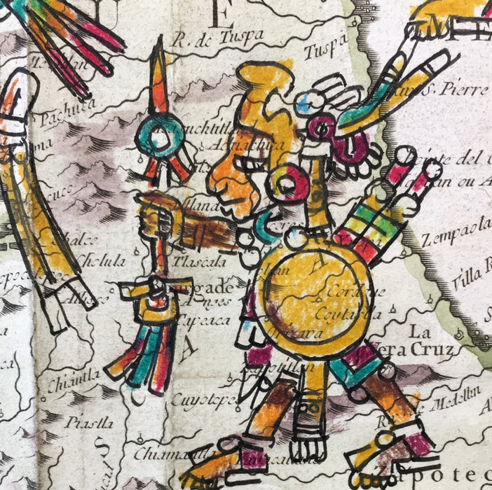 Tleteotl and the Pochtekameh (Fire God and The Traders) on 1754 Central Mexico, Guillermo Chavez Rosette, Aztec-Toltec