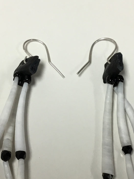 Long Dentalium Traditional Dangle Earrings, by Leah Mata