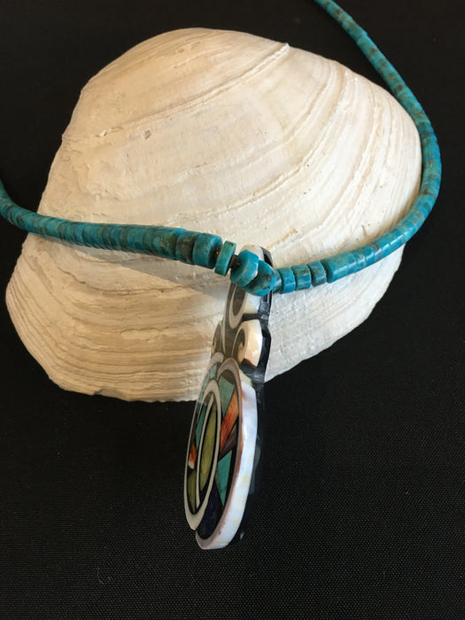 Mosaic Inlay Shell Swirls Necklace, by Mary Louise Tafoya
