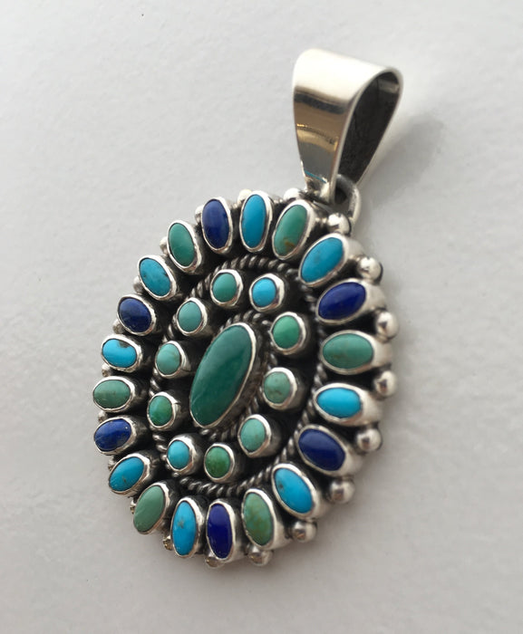 Multi-Stone Cluster Oval Pendant, by Dee Nez