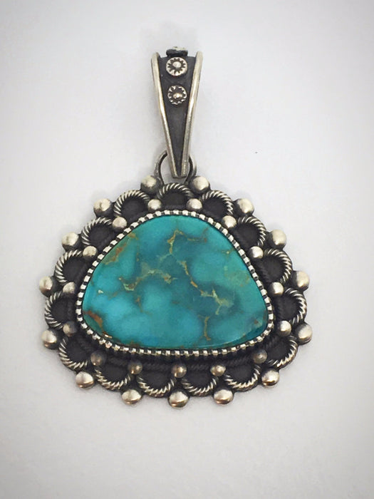Kingman Turquoise and Silver Pendant, by Ivan Howard
