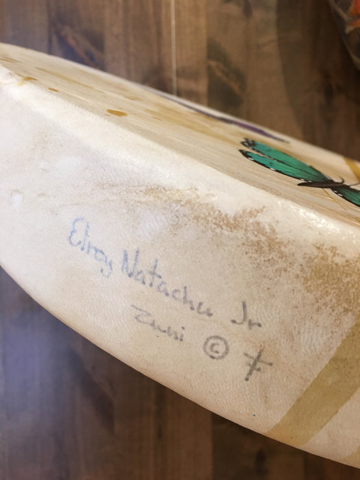 Zuni Butterflies Deerhide Drum, by Elroy Natachu, Jr.